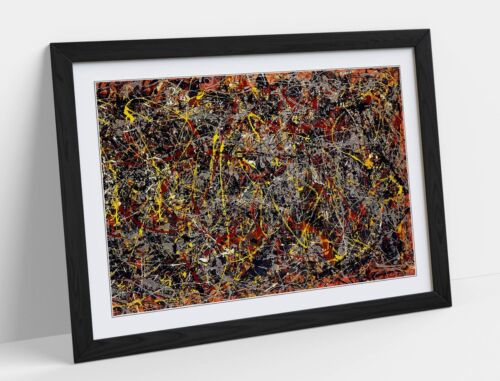 JACKSON POLLOCK 5 RED YELLOW COLOURFUL -FRAMED WALL ART POSTER PAPER PRINT - Picture 1 of 10