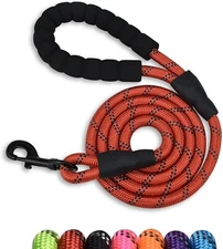 Dog Leash Large Pet Rope Heavy Duty Reflective with Comfy Handle 6.5 FT RED