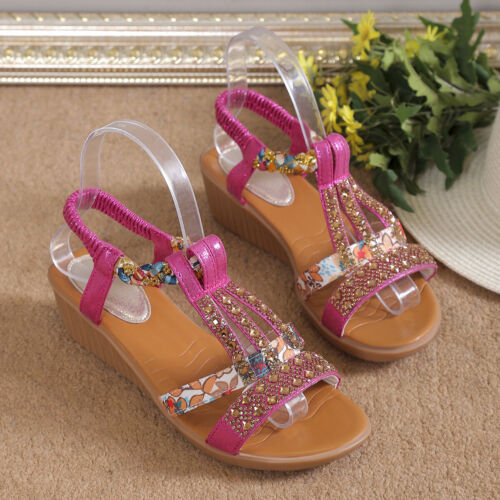 Sandali moda estate donna 2024 strass tempo libero scarpe basse bohemien - Foto 23 di 54