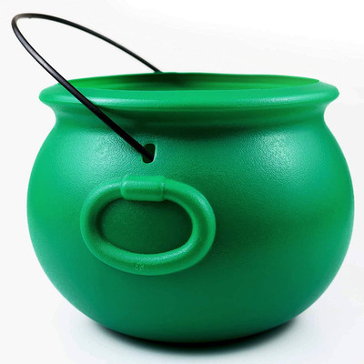 8'' Green Cauldron Kettle for St Patrick Day, Mardi Gras, Halloween, Pot of Gold 