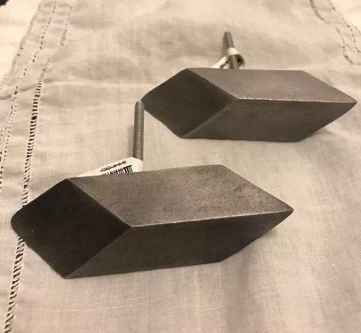 Anthropologie Set Of 2 Geometric Drawer Pulls Knobs Metal NEW!!!