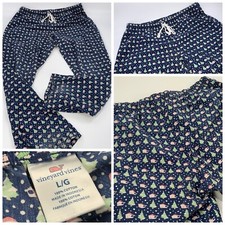 Vineyard Vines Christmas Pajamas L Men Navy Blue Santa Whales Trees YGI H2-7