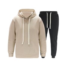 Men Waffle Tracksuit Outfit 2-Piece Set Long Sleeve Hoodie and Pants Set