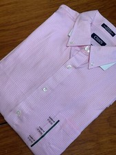 NWT Chaps Classic Fit Button-Down Dress Shirt Pink Plaid Men's Size 17-32/33