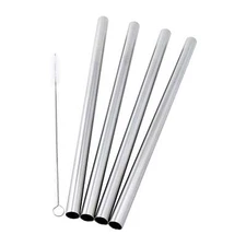 4 SUPER WIDE Boba Stainless Steel 9.5" Long x 1/2" Wide Drink Straw Smoothie