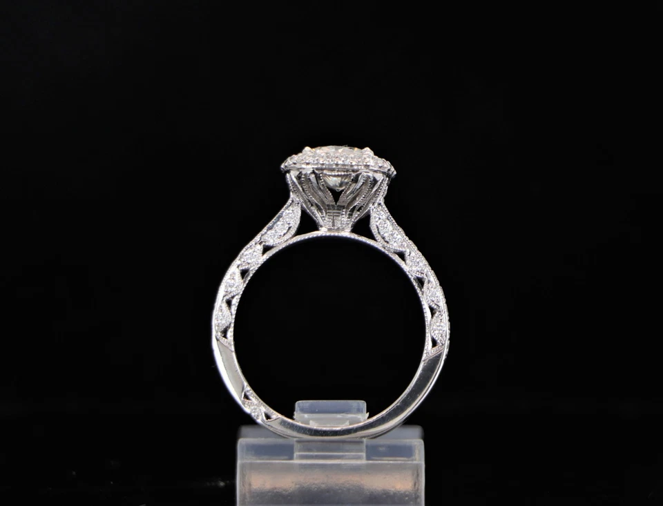 Tacori Platinum GIA 0.96ct Diamond Petite Round Cushion Bloom Engagement Ring 6 Foto 3 de 4