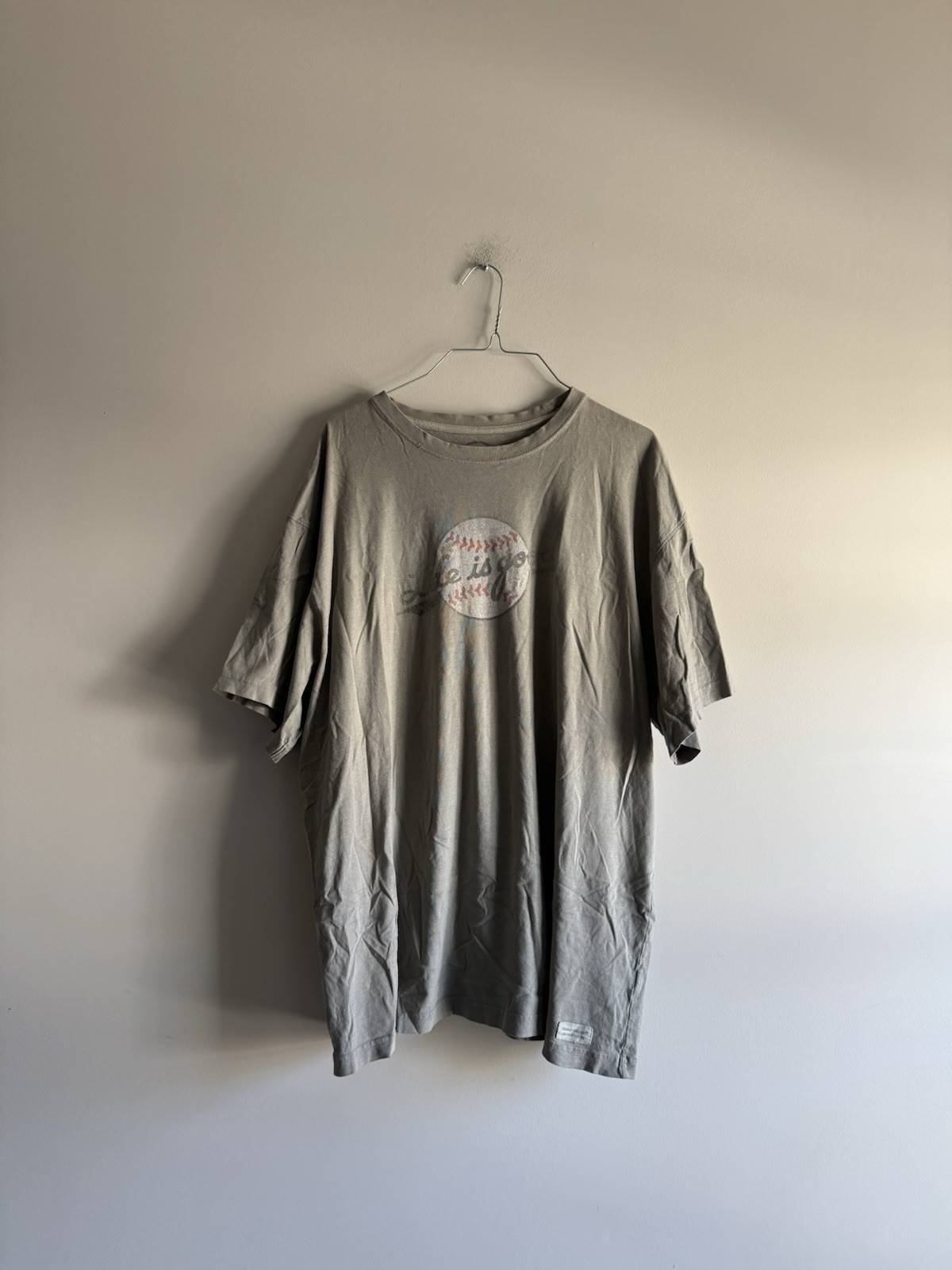 Life Is Good T Shirt Mens Short Sleeve Pullover Baseball Graphic Green Size XL