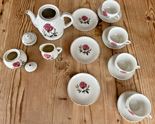 Antique Childs China Tea Set "Moss Rose Like" Pattern Japan Circa 1960 16 Pieces