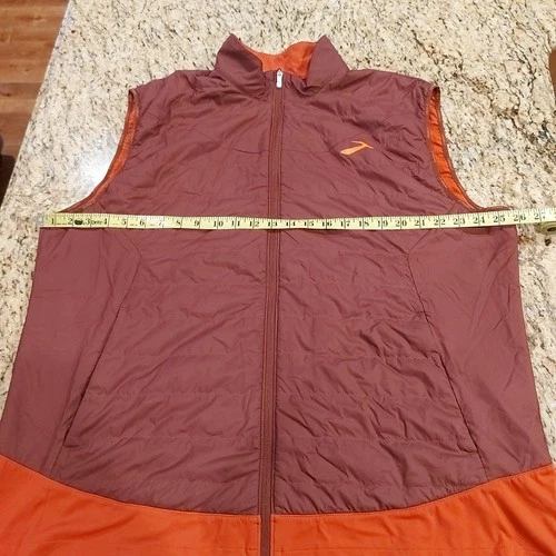 BROOKS Men's Run Happy Running Vest 2XL Purple/Rust Zip-Up Lightweight Packable image 8