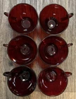 Set of 6 Anchor Hocking Vintage Royal Ruby Pressed Glass Tea Cups Punch Cups