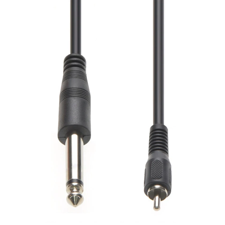 6FT 6.35mm 1/4" TS Mono Male to RCA Male Guitar Instrument Audio Cable Black - Image 2 of 4