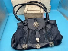 Canyon Sky Navy Embossed Pocketbook/Purse Shoulder Bag, Denim/Faux Leather