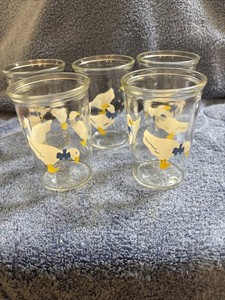 Vintage Bama Jelly Jar Glasses Country Goose 5 Total D-2