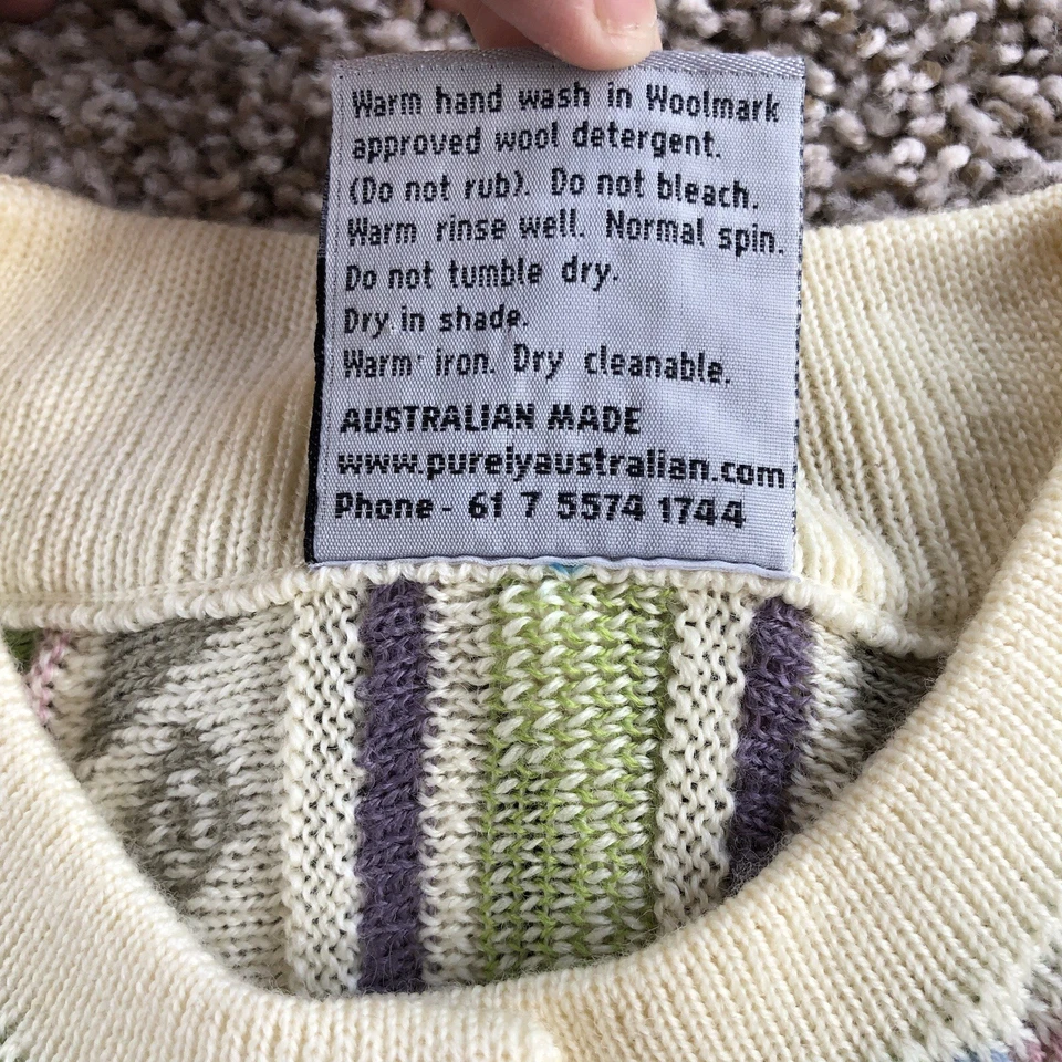 Purely Australian Clothing Wool Coogi-Style Sweater Mens M Pastel Knit Textured - Image 4 of 4