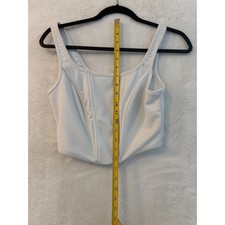 Princess Polly White Corset Crop Top Sleeveless Zipper Back US 2