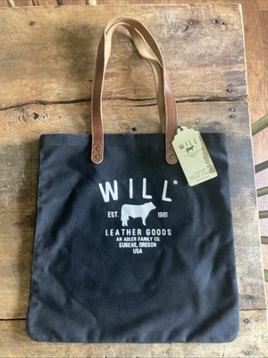Will Leather Goods Eugene Oregon Canvas Tote Bag Black New NWT