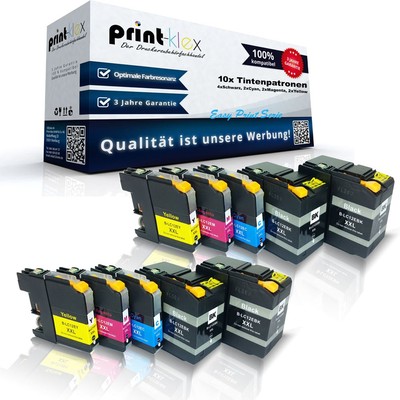 10x Premium kompatible Tintenpatronen für Brother LC-12E XXL Drucker Kit Easy Pr