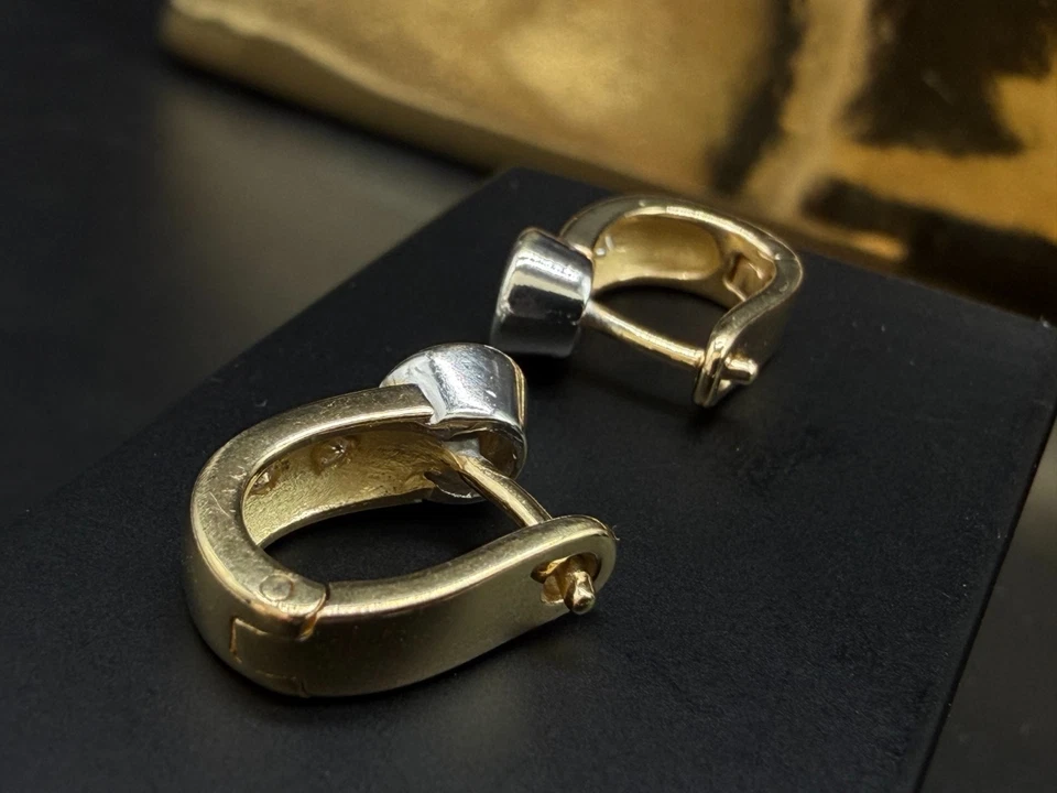 Ohrringe Gelbgold 750 / 18 Karat Ohrstecker zeitlos Diamant Brillant Bi-Color - Bild 2 von 4