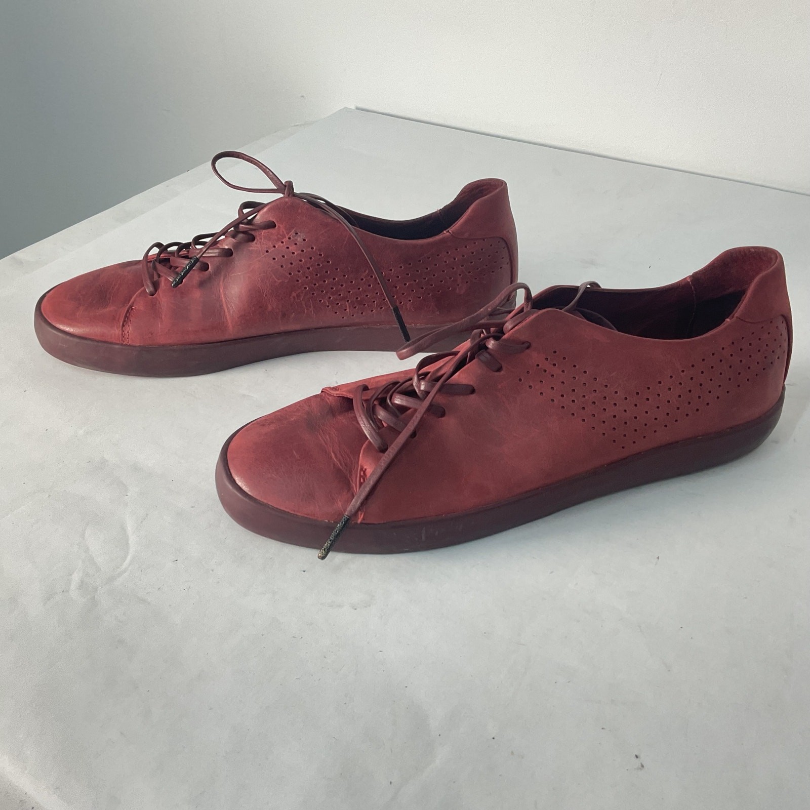 Sneakers basse PONY uomo rosso scuro in pelle con lacci taglia 9 usate