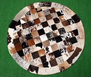 Cowhide Round Patchwork Carpet Handmade Cowhide Carpet (36"x36") Home Décor 359