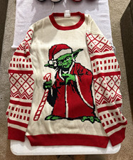 Junk Food Star Wars Yoda Christmas Acrylic Knit Crewneck Pullover Sweater 2XL