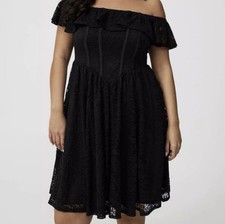 Torrid Mini Lace Off-Shoulder Dress Deep Black Size 2XL NWOT