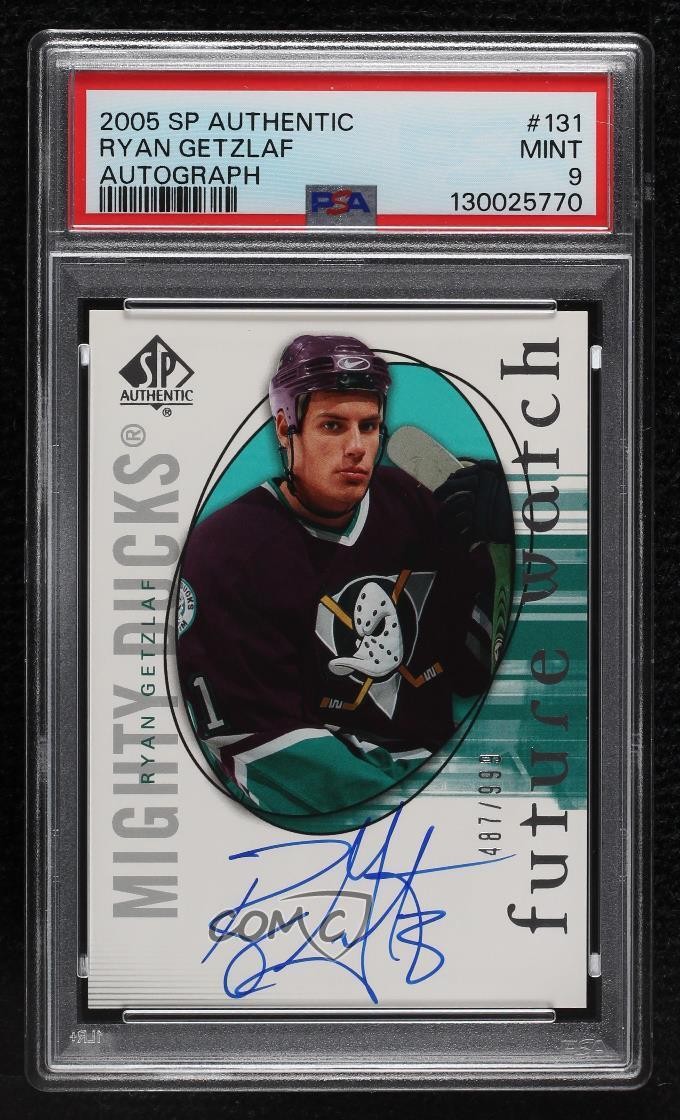2005 SP Authentic Future Watch 487/999 Ryan Getzlaf #131 PSA 9 MINT Rookie Auto view 1