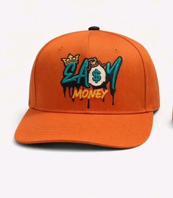 ''Easy Money'' Embroidery - Orange Snapback Hat - Adjustable - Men's One Size