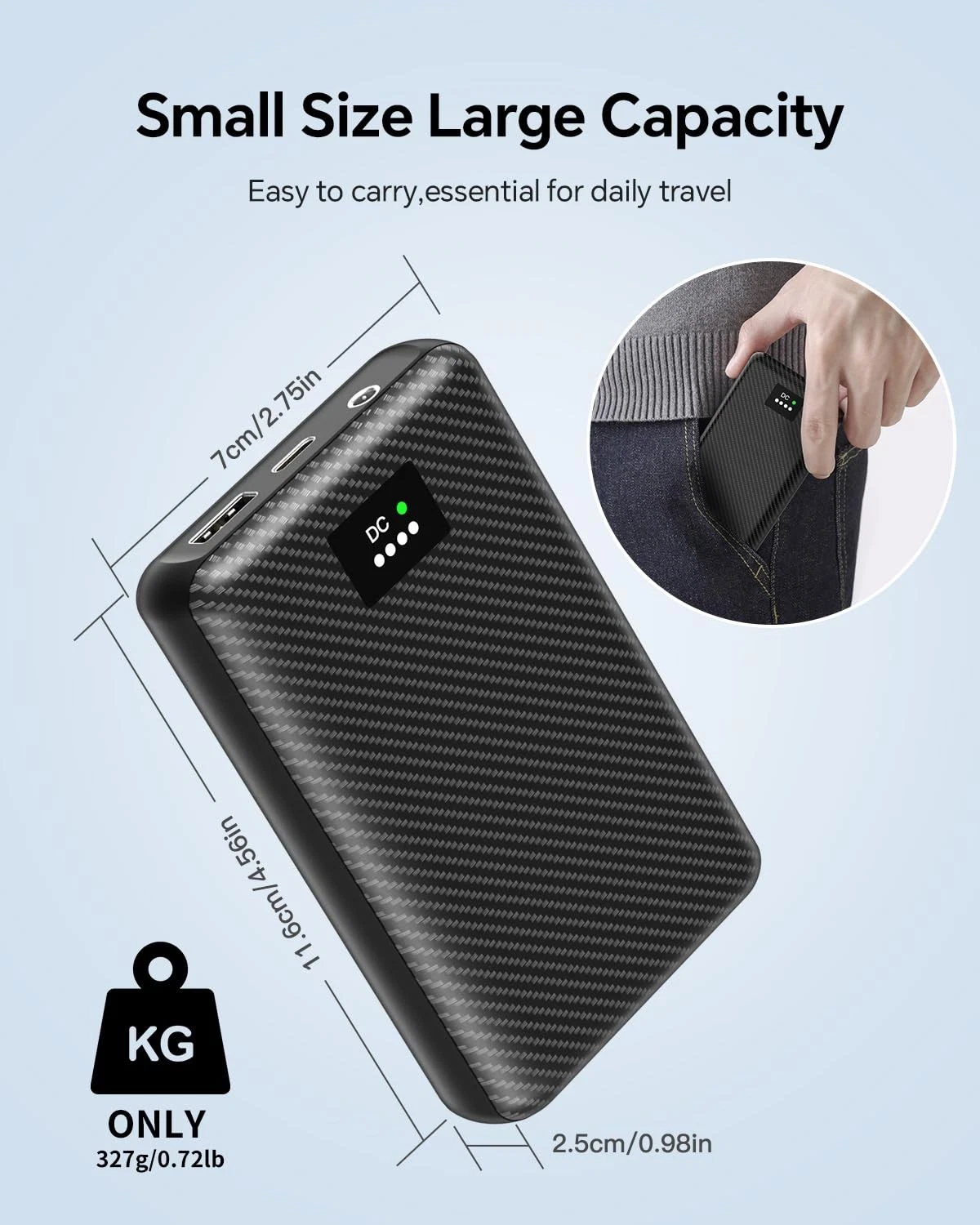 Heated Vest Battery Pack, 7.4V 30000mAh Portable Charger with DC and USB Outp... - product detail image 7