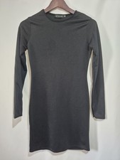 PrettyLittleThing Black Bodycon Dress Size 10 PLT Long Sleeve Basic Casual Mini