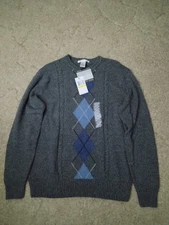 Geoffrey Beene Sweater 100% Cotton Men's Medium Charcoal Gray NWT