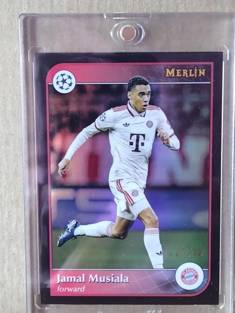 2025 Merlin Soccer Jamal Musiala Black Refractor Card #07/10