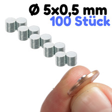 100 Neodym Magnet Scheiben 5x0,5mm Mini Magnete Scheibe 5mm x 0,5mm Rund Falch