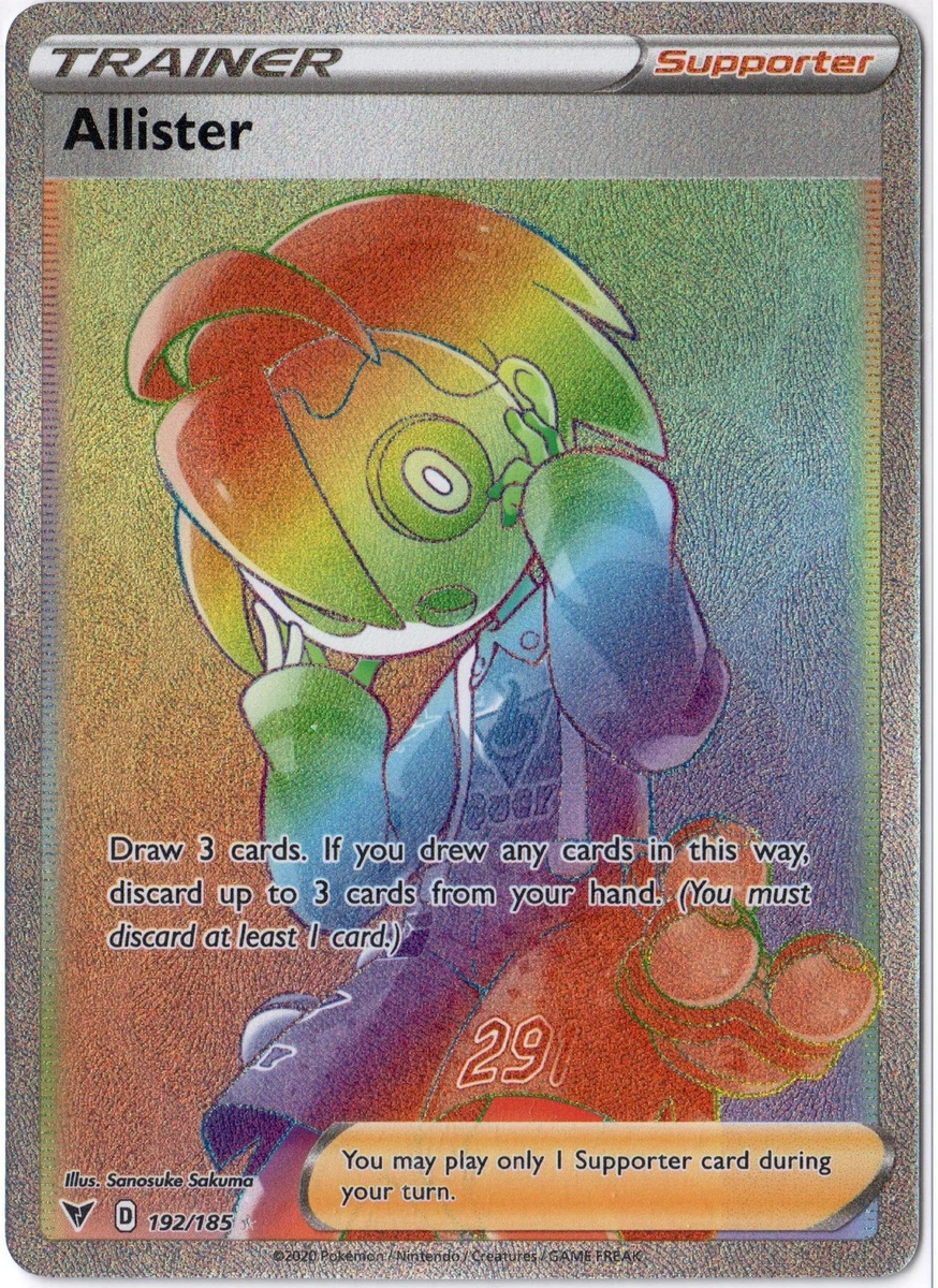 allister pokemon card rainbow 192/185 Secret Rare Vivid Voltage Near Mint Supporter / / Card Text POKÉMON CARD GAME S8b 256/184