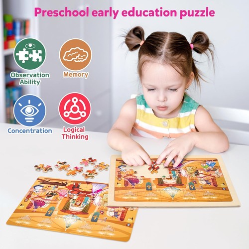SYNARRY Unicorn Mermaid Princess Fairy Wooden Puzzles for Kids Ages 4-6, 6... - Picture 6 of 7