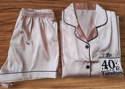 Ladies SILK Personslised Pyjamas Size S L XL 16th 18th 21st 30th