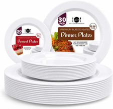 Disposable Plastic Plates Set 60 Pieces Dinner Salad Party Plates for Weddings