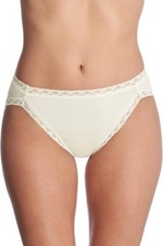 Natori L26512 Women's Ivory Bliss Lace-Trim Cotton French-Cut Brief Size XXL
