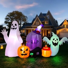 8FT Halloween Inflatable Ghost Cat Pumpkin Decoration Outdoor Yard Decorations