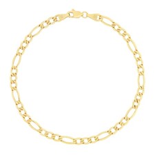 10K Yellow Gold 4.5mm Italian Figaro Chain Link Bracelet Mens Women 7" 8" 9"