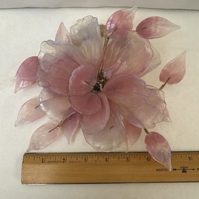 As Is Large Vtg Pastel Pink Glass Flower Sculpture Centerpiece Selling For Parts