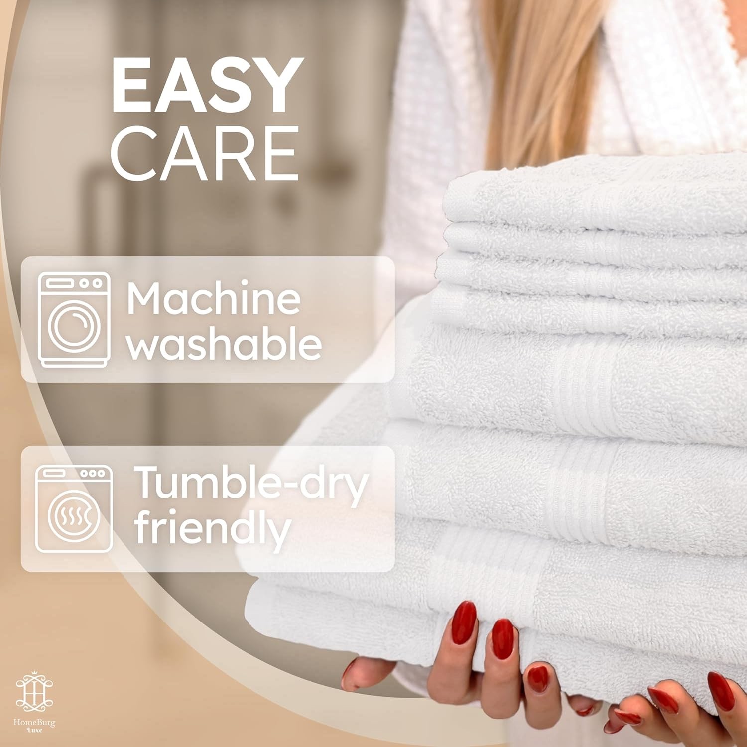 HomeBurg Luxe Set &ndash; Washcloths , Hand Towels  & Bath Towel 100% Cotton, Soft