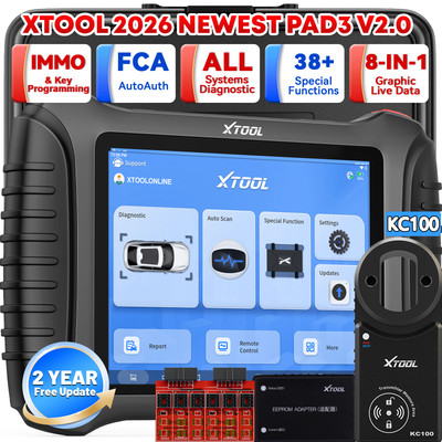 2026 XTOOL X100PAD3 Auto Key Programmer Diagnostic Scanner ECU Coding FCA KC100