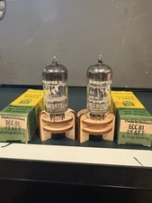 Match Pair Amperex 12AT7 ECC81 Bugle Boy D Foil Get 539c & Maxi Tested NOS NIB O