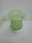 Rare Fenton Lime Green Opalescent Coin Dot Art Glass Top Hat Vase