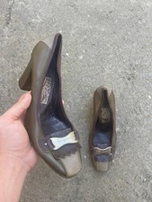 Salvatore Ferragamo Made in Italy Vintage Leather Heels Shoes Size 7 1/2 IT
