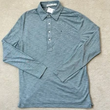 Criquet Men’s Knit Polo Shirt Mens Medium BRRR Cooling Performance Longsleeve