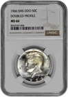1966 SMS DDO 50C Doubled Profile Kennedy Half Dollar NGC Graded MS 66