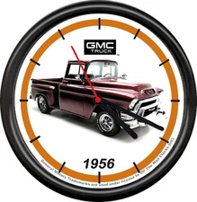 Licensed 1956 GMC Dark Red Stepside Pickup Truck General Motors Wall Clock