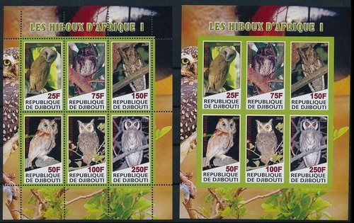 Djibouti 2010 MNH Perf+Imperf, Owls Birds of Prey - Illegal stamps